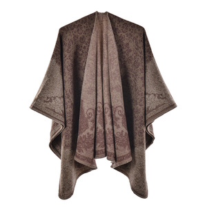 <span class=keywords><strong>Elegante</strong></span> inverno caldo Poncho <span class=keywords><strong>nero</strong></span> <span class=keywords><strong>nero</strong></span> grigio doppio lato solido <span class=keywords><strong>scialle</strong></span> in acrilico avvolge Design personalizzato in poliestere - Product Image 2