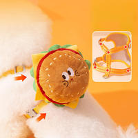 Harnais élégant et mignon pour chien et chat avec sac à dos motif hamburger, harnais de poitrine premium pour animaux de compagnie, laisse pour petits chiots et chiens en randonnée