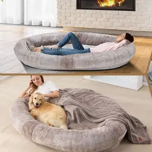 Cama lavable extragrande de espuma viscoelástica de tamaño humano para perros, cama antideslizante desmontable 6XL Plufl gigante para perros grandes humanos