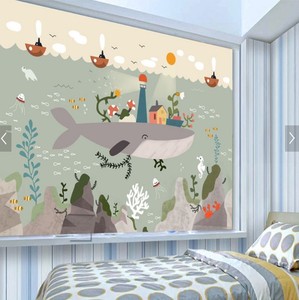 Mural <span class=keywords><strong>de</strong></span> diseño grande inspirado en el océano <span class=keywords><strong>de</strong></span> ballenas, papel tapiz nórdico impermeable <span class=keywords><strong>de</strong></span> dibujos animados para habitación <span class=keywords><strong>de</strong></span> niños, patrón Floral para habitaciones <span class=keywords><strong>de</strong></span> niños y <span class=keywords><strong>niñas</strong></span> - Product Image 1