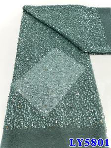 NI.AI Tulle in rilievo pizzo da sposa marrone Multi colore tessuto di pizzo ricamo perline tessuto paillettes donna abito da sposa tessuto - Product Image 4