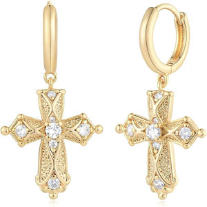 ต่างหูเงินแท้ 925 ดีไซน์ทันสมัย รูปทรงกางเขน ประดับลายพระเยซู แบบซ้อนได้ สไตล์นิรันดร์ - Product Image 2