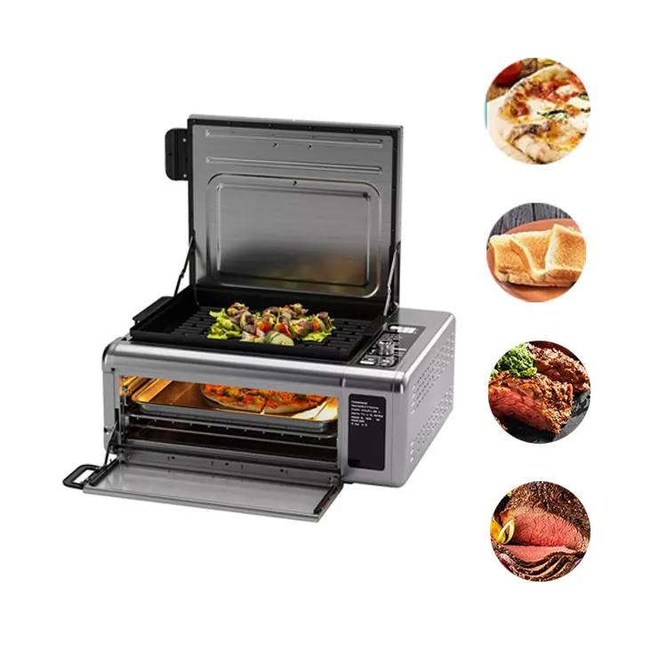 17L Tablatop Bbq Pembuat Pizza Panggangan Kontak Listrik 9-In-1 Multifungsi Rumah Baking Oven dengan Grill Pan