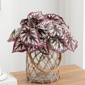 Feuilles de begonias artificielles Dian Duo, forme demi-parapluie, verdure pour la décoration intérieure, plante décorative d'intérieur, lot de 10 cm - Product Image 2