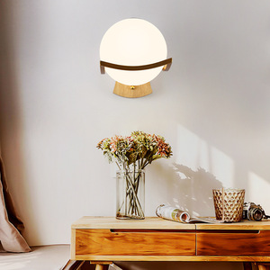 Lampe murale moderne en <span class=keywords><strong>bois</strong></span>, <span class=keywords><strong>applique</strong></span> nordique, lampe de chevet, boule de <span class=keywords><strong>verre</strong></span>, <span class=keywords><strong>applique</strong></span> murale décorative - Product Image 2