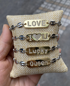 Bracciali <span class=keywords><strong>in</strong></span> ottone <span class=keywords><strong>con</strong></span> ciondolo nuovo MAMA/BOSS/BABY Name <span class=keywords><strong>con</strong></span> braccialetti a catena <span class=keywords><strong>in</strong></span> <span class=keywords><strong>argento</strong></span> a forma di naso di maiale - Product Image 4