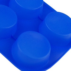 6 Cavity Round <b>Silicone</b> Muffin Mold For <b>Baking</b> Cake Egg Tart Chocolate Pudding Reusable Non Stick Oven Safe Food Grade - Product Image 3