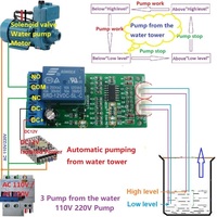 Module de commande de niveau d'eau entièrement automatique LC66C01, interrupteur de pompe, relais DC 12V TB447 pour aquarium, indicateurs BAS MEDIUM HAUT A551