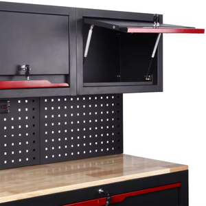 Armoire à outils roulante industrielle robuste, poste de travail avec 15 tiroirs, plan de travail en <span class=keywords><strong>bois</strong></span>, panneau perforé, armoire murale rabattable, <span class=keywords><strong>garage</strong></span>, OEM, 300 kg - Product Image 4