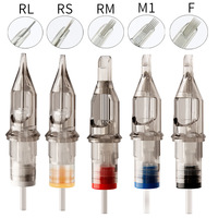 Jarum Cartridge Tato Jarum Makeup Permanen 1-23 RL RS RM M1 F 20 Pcs Alat Artis Pena Motor Listrik Rotary Microblading