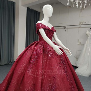 ANY180 Bling <b>Red</b> Off Shoulder <b>Sequins</b> Quinceanera Ball Gown Dresses For Women - Product Image 5