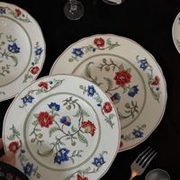 Ensemble d'assiettes à dîner imprimées de motifs floraux chinois vintage, ensemble d'assiettes en céramique rétro pour la décoration de table de mariage