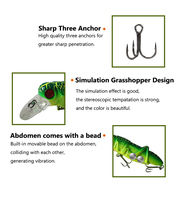 LUTAC LG01C Faux appâts Sauterelle Biomimétique, Minnow Pêche en eau douce 55MM 4.0G Yeux de simulation 3D