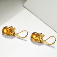 Großhandel 925 Sterling Silber Bernstein Waben-Bienen-Ohrhänger – Individueller Insekten-Tropfen-Schmuck für Damen