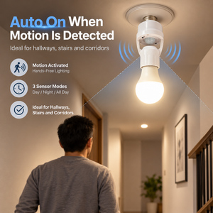 Portalámparas Inteligente con Sensor de Movimiento PIR, Rosca E27, Plástico, con Modos de Sensor y Retardo Ajustables - Product Image 3