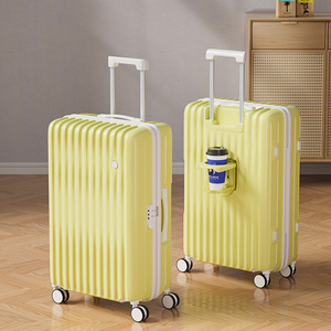 Yellow ABS Luggage 24 Inch 4 <b>Wheels</b> Zipper Closure Carry On <b>Suitcase</b> For Travel Summer 2025 - Product Image 1