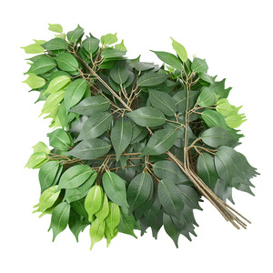 Hojas artificiales de tela de seda, hojas de baniano de imitación, hojas artificiales verdes para jardín - Product Image 4