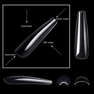 240 buah ekstra panjang c-kurva ABS akrilik tekan kuku profesional bening Gel Almond persegi pola untuk rumah DIY ujung kuku desain - Product Image 2