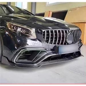 Évent d'admission d'air de pare-chocs avant de voiture en Fiber de carbone véritable pour Mercedes Benz Classe S COUPE W217 S63 BR 2018 Kit de carrosserie de garniture d'évent - Product Image 3