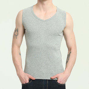 Spring Summer Men's 100% Cotton Tank <b>Top</b> Wide Shoulder Base <b>Layer</b> Crew Neck Sports Sleeveless Slim-Fit Gym Vest - Product Image 1