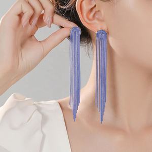 Pendientes de Botón de Lujo de Alta Gama para Mujer, con Borlas Largas, a la Moda en 2025, Populares en Europa y América - Product Image 1
