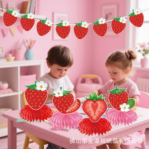 Strawberry Theme Party Banner Paper <b>Decorations</b> <b>For</b> <b>Birthday</b> Kids Room <b>Decoration</b> Foshan Made Eco Friendly - Product Image 4