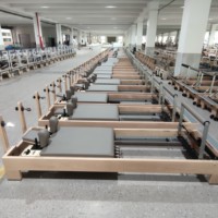 Ensemble de Reformer Pilates, Machine de Reformer Pilates pour la Maison en Bois de Noyer Noir, Reformer Pilates en Bois avec Tour, Équipement de Pilates