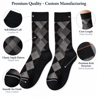 Chaussettes habillées classiques pour hommes, motif losanges Argyle britannique, en coton peigné respirant, pour le bureau et les occasions formelles, vente en gros sur mesure