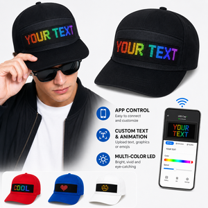 หมวกแก๊ป LED สั่งทำพิเศษ หมวกเบสบอลแสดงผลแบบเลื่อนได้ หมวก Snapback สั่งทำข้อความได้ สำหรับของขวัญส่งเสริมการขายในงานอีเว้นท์ - Product Image 1