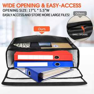 Waterproof and Fireproof Double Pocket <b>Document</b> <b>Bag</b> Large 17x12x6 Inches with Zippers for Filing Products - Product Image 2