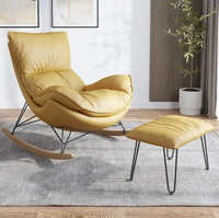 Fauteuil à bascule convertible moderne en similicuir, fauteuil Papasan avec structure en métal pour salon
