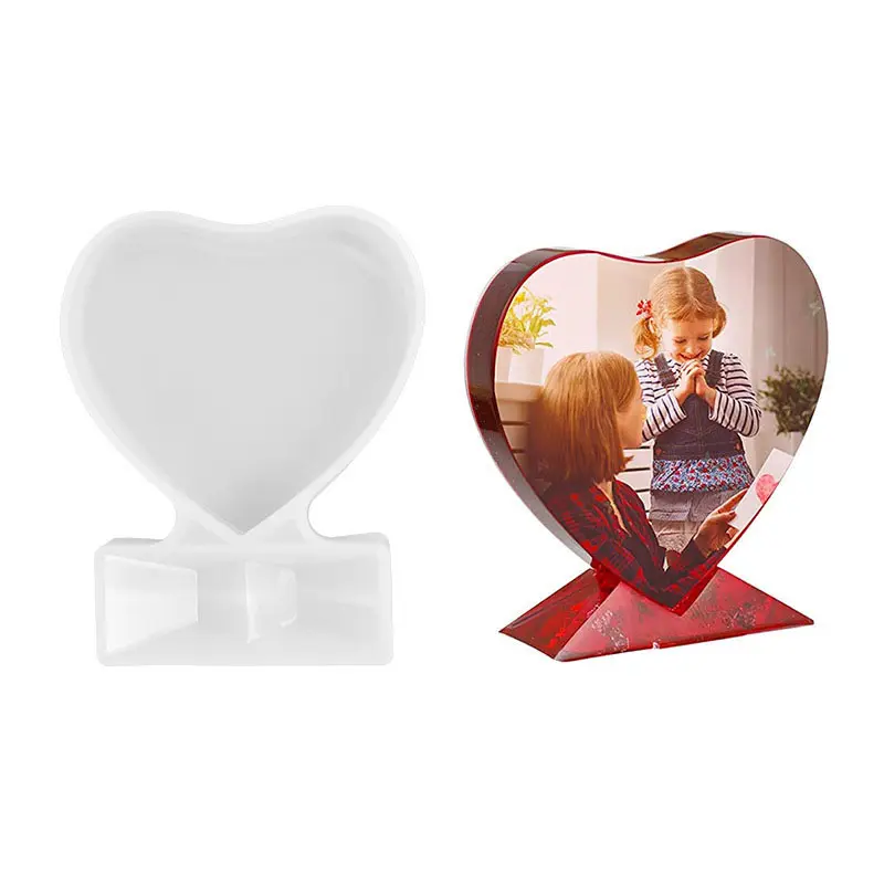 Resin Photo Frame Moulds Homemade Decorative Silicone Heart Shaped Photo Frame Mold For Resin Diy