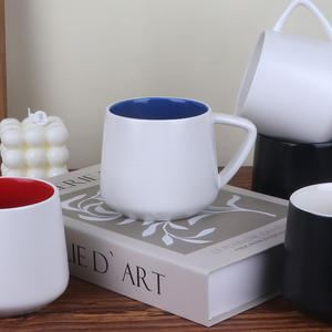 Taza de cerámica nórdica de color sólido con diseño interior, 350 ml, taza de café para parejas, regalos de hotel con impresión de logotipo. - Product Image 3