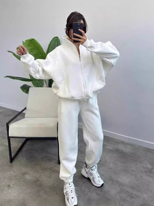 Ensemble jogging pour femme avec sweat à capuche zippé, 2 pièces, tenue de sport décontractée, automne - Product Image 4