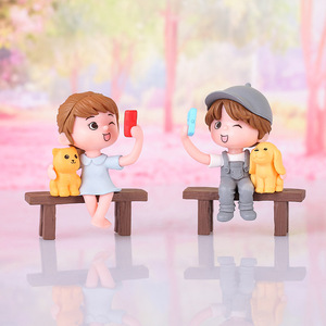 PVC Figurines Couple Mini Benches Cake Toppers Valentine'S Day Desktop Decorations Handmade - Product Image 3