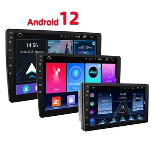 Toptan radyo araba monitör dokunmatik ekran 1 Din multimedya oynatıcı BT Carplay evrensel 10.1 inç çift Din Android 12 araba Stereo
