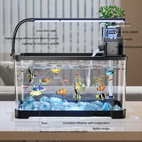 Aquarium de bureau carré personnalisable en gros avec kit de filtration LED et de décoration