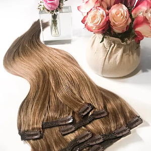 ต่อผมแท้แบบคลิปหนีบ 100% ชนิด Remy  แบบ Double Drawn คุณภาพสูงสุด ไร้รอยต่อ  แบบ PU Clip-In ผมแท้แบบดิบ - Product Image 1