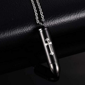 12 color piedra joyería <span class=keywords><strong>de</strong></span> <span class=keywords><strong>la</strong></span> cremación <span class=keywords><strong>de</strong></span> alas <span class=keywords><strong>de</strong></span> Ángel recuerdo Memorial collar <span class=keywords><strong>Cruz</strong></span> colgante <span class=keywords><strong>de</strong></span> bala para cenizas (negro) - Product Image 4