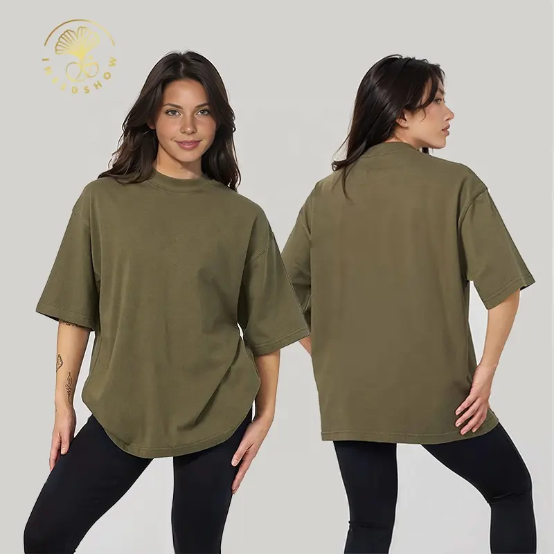 Wholesale High Quality Hip Hop Blank Round Neck Drop Shoulder Streetwear Custom Plain 100% Cotton Oversize T Shirts Women