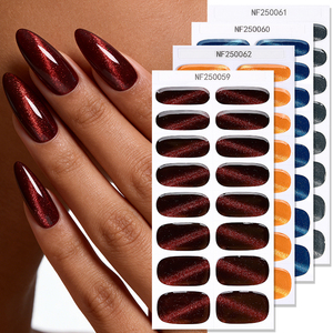 Waterproof Non-toxic 3D Cat's Eye Glitter <b>Gloss</b> Salon Quality Gel Polish Nail Strips HEMA Free UV Lamp Semi Cured Nail Wraps - Product Image 1