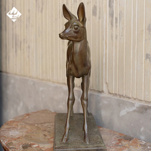 Sculpture <span class=keywords><strong>de</strong></span> faon en bronze minimaliste moderne, figurine <span class=keywords><strong>de</strong></span> cerf en cuivre artisanale pour bureau, <span class=keywords><strong>salle</strong></span> d'étude, club, salon - Product Image 3
