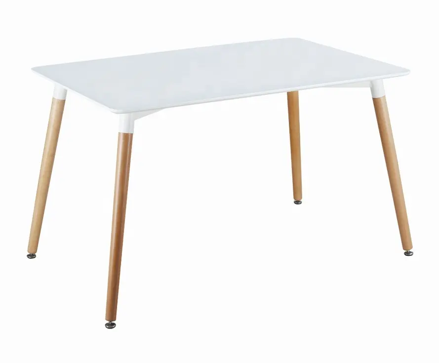 Juego de muebles de madera, patas de haya superior de MDF, sillas de plástico baratas, mesa de comedor, muestra gratis