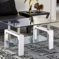 Nouvelle conception 2026 Quantité minimale de commande 30 pièces Style américain 2026 Prêt à expédier Table basse moderne de luxe léger à finition brillante avec plateau en verre