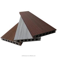 Planches de terrasse composites pour allées extérieures Eco-line WPC, creuses, 4m, lisses et rainurées, kit complet