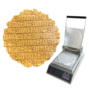 Machine à cornets à gaufres industrielle personnalisée en acier inoxydable pour crème glacée avec fleur, logo personnalisé pour petites entreprises - Product Image 1