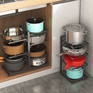 Çok fonksiyonlu ev mutfak depolama raf Metal kabin lavabosu & tezgah yeni katmanlı saksı rafı yemek kapak kullanımı ile - Product Image 4
