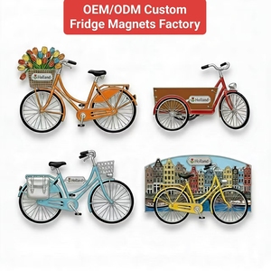 Aimant de réfrigérateur en métal durable pour vélo hollandais, souvenir personnalisé d'Amsterdam, autocollant magnétique avec relief 3D fin, prix de gros - Product Image 1