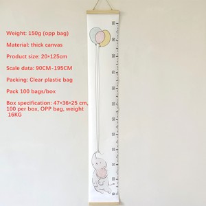 Règle de croissance murale en bois pour enfants, avec cadre en bois et toile en tissu, pour mesurer la taille des enfants - Product Image 4