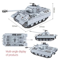 Tanque Panther Alemán Militar de la Segunda Guerra Mundial 121, Serie de Armas de Soldados, Modelo de Ladrillos de Construcción para Niños, Sets de Bloques de Construcción de la Segunda Guerra Mundial